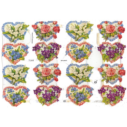 Heart Floral Scraps with Silver Glitter ~ Germany